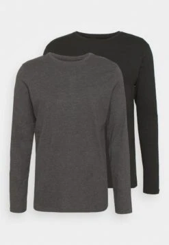 Pier One 2 PACK - Langarmshirt - Dark Grey/black -Modegeschäft für Herren 007c88127656457c8f19869283e98031