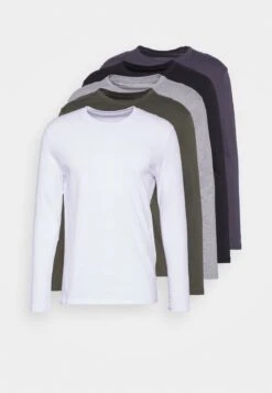 Pier One 5 PACK - Langarmshirt - Black/white/olive -Modegeschäft für Herren 1811e4e1633c4594abae2f43c4e4d170