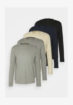 Pier One 5 PACK - Langarmshirt - Black/dark Blue/stone -Modegeschäft für Herren 1c25018ba4f641b38bf11faa7391875c
