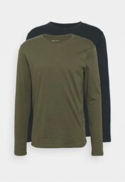 Pier One 2 PACK - Langarmshirt - Olive/dark Blue -Modegeschäft für Herren 6a7de77a56f84556b3881a12d29e9a91