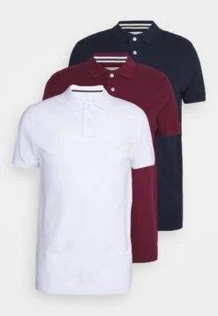 Pier One 3 PACK - Poloshirt - Bordeaux/white/dark Blue -Modegeschäft für Herren 919efcdef1fb44a8aad58897d4dff9e4