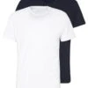 Pier One 2 PACK - T-Shirt Basic - White/dark Blue -Modegeschäft für Herren c317d65fe9bd4dd2b5dfb2c9aa92192f