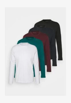 Pier One 5 PACK - Langarmshirt - White/dark Blue/black -Modegeschäft für Herren d83220e9e54d43fcb8998bbd6af96e96