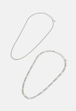 Pier One SET - Halskette - Silver-coloured -Modegeschäft für Herren dc536fad5c54433bbebbb500401f9c06