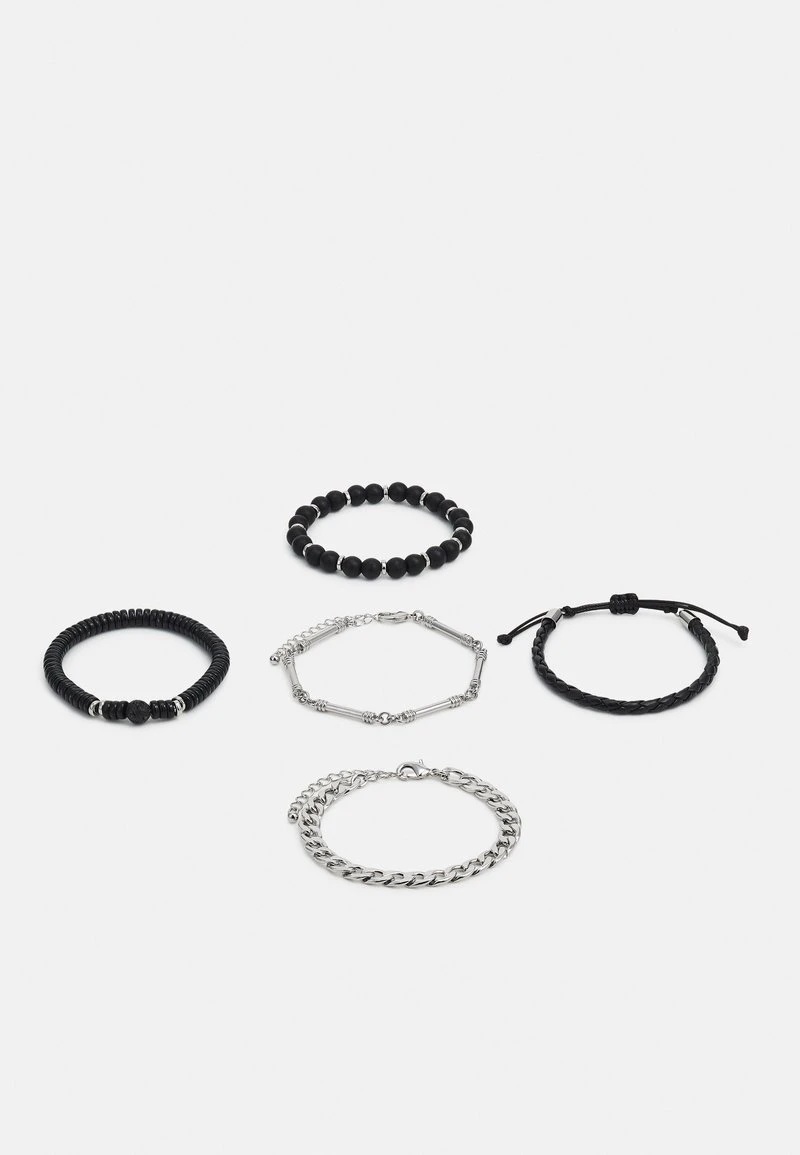 Pier One 5 PACK - Armband - Silver-coloured, Black 3 Pier One 5 PACK - Armband - Silver-coloured, Black