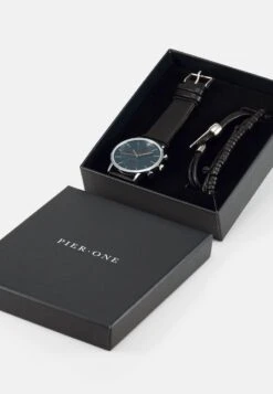 Pier One SET - Uhr - Black -Modegeschäft für Herren e3698392312245d48955706d88c064dc